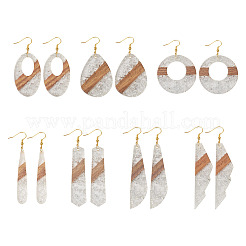 14Pcs 7 Styles Transparent Resin & Walnut Wood Pendants&nbsp;RESI-BY0001-06