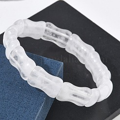 竹製の天然水晶ビーズを使用した伸縮性ブレスレット（男女兼用）  内径：2.36インチ（6cm）&nbsp;BJEW-K304-01L