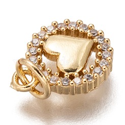 Brass Micro Pave Clear Cubic Zirconia Charms&nbsp;ZIRC-C020-66G