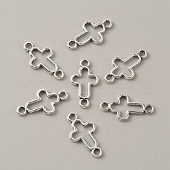 チベットスタイルの合金コネクタチャーム  クロス  宗教  アンティークシルバー  20x10.5x1.5mm  穴：2mm&nbsp;FIND-CJC0007-42J