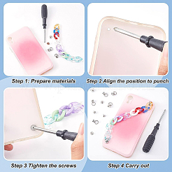 DIYカーブチェーンブレスレット作りキット  アクリルリンキングリングを含む  真鍮ねじナットと鉄ねじ  ミックスカラー  リンクリング: 140 個/箱&nbsp;DIY-BC0005-75
