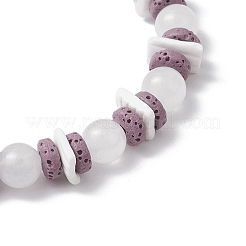 3Pcs Round Natural White Jade & Amazonite & Dyed Malaysia Jade Beads Stretch Bracelets&nbsp;BJEW-JB11818