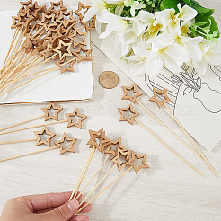100Pcs Star Bamboo Cake Toppers with  Stick&nbsp;AJEW-CN0005-61