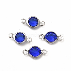 304 Stainless Steel with Glass Connector Charms&nbsp;STAS-G305-08P-04