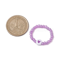 Acrylic Flat Round with Heart Finger Rings&nbsp;RJEW-JR00685