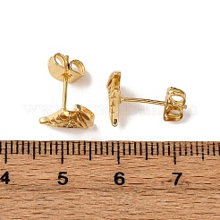 真鍮マイクロペーブクリアキュービックジルコニアイヤリング  18KGP本金メッキ  船  8x10mm&nbsp;LS-EJEW-D328-03G-01