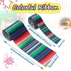 2rolls2スタイルストライプ模様プリントポリエステルグログランリボン  DIYちょう結びアクセサリー用  カラフル  1ロール/スタイル&nbsp;OCOR-TA0001-37L