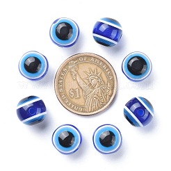 ラウンドナザールボンジュウ樹脂ビーズ  ミディアムブルー  11.5~12x11mm  穴：2.5mm&nbsp;X-RESI-R159-12mm-08