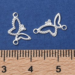 真鍮フィリグリーコネクターチャーム  カドミウムフリー＆鉛フリー  蝶  925銀メッキ  12x8x0.5mm  穴：1.2mm&nbsp;KK-F880-01S