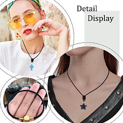 DIYジュエリー作り用金具キット  牛革革コードを含む  304ステンレス鋼折りたたみ式カシメエンドパーツ子  ロブスターの爪の留め金と丸カン  ブラック  2mm&nbsp;DIY-UN0007-19A