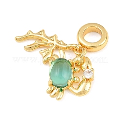 Brass Micro Pave Cubic Zirconia European Dangle Charms&nbsp;KK-CBAEBFB-17G