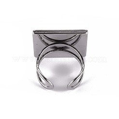 Tarnish Resistant 201 Stainless Steel Cuff Pad Ring Settings&nbsp;STAS-S080-041F-P