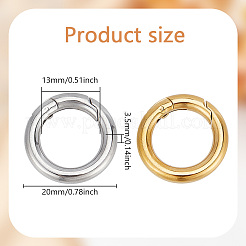 2個 2色 304ステンレススチール スプリングゲートリング  キーホルダー用  ミックスカラー  7ゲージ  20~20.5x3.5mm  1pc /カラー&nbsp;STAS-GO0001-21