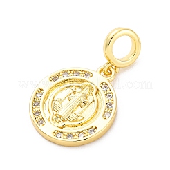 Brass Clear Cubic Zirconia European Dangle Pendants&nbsp;KK-D325-28G-06