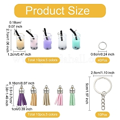 DIY Iron & Glass Bottle with Faux Suede Tassel Pendant Keychain Making Kits&nbsp;DIY-YW0009-99