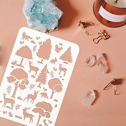 プラスチック再利用可能な描画絵画ステンシル テンプレート  ファブリック タイル 床 家具 木材の塗装用  長方形  鹿の模様  297x210mm&nbsp;DIY-WH0202-371