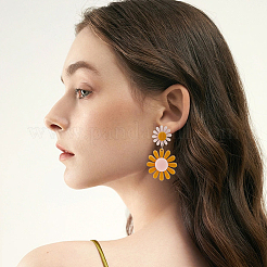 4ペア4色のアクリルひまわりダングルスタッドピアス  女性用プラチナ合金ロングドロップイヤリング  ミックスカラー  59mm  ピン：0.5mm  1ペア/カラー&nbsp;EJEW-AN0002-99