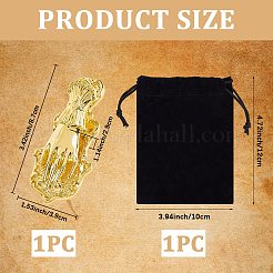 合金製手形ブックマーククリップ  ベルベットパウチ付き  ゴールドカラー  87x39x29mm  穴：6mm&nbsp;AJEW-CP0006-94A-G