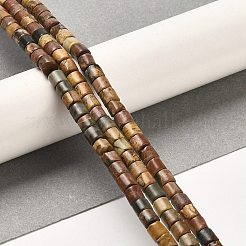 天然ピカソ石/ピカソジャスパービーズ連売り  コラム  4x4mm  穴：0.9mm  約100個/連  15.94インチ（40.5cm）&nbsp;G-F765-F02-01