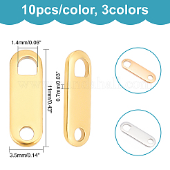30ペア3色のステンレススチールチェーンタブ  チェーン延長コネクター  オーバル  ミックスカラー  11x3.5x0.7mm  穴：1.4mm  10pairs / color&nbsp;STAS-AR0001-34