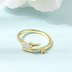 Brass Micro Pave Cubic Zirconia Cuff Open Rings for Women&nbsp;CU-CBAE7DF-44G
