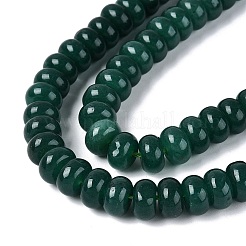 天然石ホワイトジェイドビーズ連売り  滑らかなロンデル  染め  グリーン  10~10.5x5.5~6mm  穴：0.7~1.2mm  約61~69個/連  14.37~15.55インチ（36.5~39.5cm）&nbsp;G-Q613-01F-06