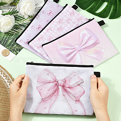 4Pcs 4 Styles Rectangle with Bowknot Printed Polyester Cosmetic Zipper Pouches&nbsp;ABAG-SP0001-51A