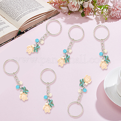 20Pcs Turtle with Starfish Synthetic Turquoise Pendant Keychains&nbsp;KEYC-CP0001-47B