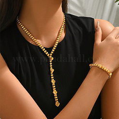 Vintage Alloy Heart Patch Y Chain Necklaces & Bracelets & Earring Set for Women&nbsp;KX6295