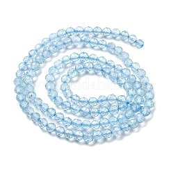 天然ブルートパーズビーズ連売り  多面カット  ラウンド  3mm  穴：0.8mm  約124~126個/連  15.24~15.47''（38.7~39.3センチメートル）&nbsp;X-G-H079-A02-03