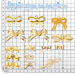 30個 15スタイル 合金 & 真鍮 & 304 ステンレス鋼リンク/コネクター  ちょう結びのリンク  ゴールドカラー  8~29.5x7.5~29x1.5~5mm  穴：1~2mm  2個/スタイル&nbsp;FIND-PH0024-72