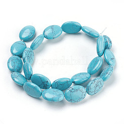 Flat Oval Gemstone Synthetic Turquoise Stone Beads Strands&nbsp;X-G-S113-11