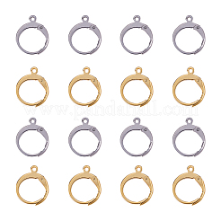 304ステンレススチールフレンチフックピアス金具  カン付き  プラチナ·ゴールデン  14.5x12.5x2mm  穴：1.2mm  10個/カラー  2色  20個/箱&nbsp;STAS-CJ0001-50