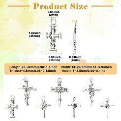 70pcs7スタイルチベットスタイルアロイペンダント  クロス  アンティークシルバー  25~38x13~23.5x2~4.5mm  穴：1.5~2.5mm  10個/スタイル&nbsp;FIND-CJ0005-07