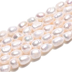 天然養殖淡水パールビーズ連売り  研磨両側  乳白色  6~12x5~7x5~7mm  穴：0.6mm  約37~39個/連  12.99~13.39インチ（33~34cm）&nbsp;PEAR-N014-06I-01