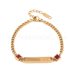 304ステンレススチールリンクブレスレット  女性用ガラス付き  イオンプレーティング（ip）  18KGP本金メッキ  ミックスカラー  7-3/8インチ（18.7cm）&nbsp;BJEW-A146-03G