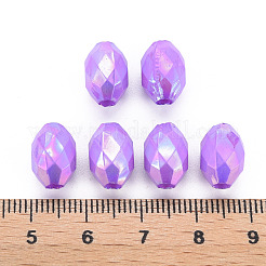 不透明なアクリルビーズ  染め  ABカラー  多面カット  オーバル  青紫色  12x8mm  穴：2.5mm  約1120個/500g&nbsp;TACR-S153-32I-04