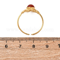 304ステンレススチール製調節可能なオープンカフリング  女性用天然宝石リング  イオンプレーティング（ip）  花  18KGP本金メッキ  15.5mm  内径: 調節可能&nbsp;RJEW-A071-05G