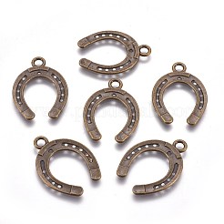 チベットスタイルの合金の蹄鉄ペンダント  カドミウムフリーと鉛フリー＆ニッケルフリー  アンティークブロンズ  30x22x2mm  穴：2mm&nbsp;X-TIBEP-23708-AB-NR