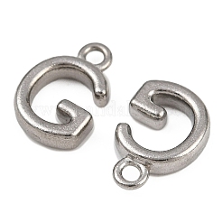 304ステンレススチールチャーム  洗練された  ステンレス鋼色  文字g  9x6.5x2mm  穴：1.2mm&nbsp;STAS-G356-08P-G