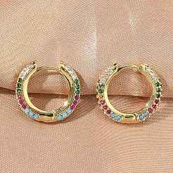 Brass Micro Pave Cubic Zirconia Hoop Earrings&nbsp;EJEW-C181-13G
