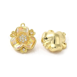 真鍮マイクロパヴェクリアキュービックジルコニアペンダント  樹脂ループ付き  花  16KGP本金メッキ  16x13.5x6mm  穴：1mm&nbsp;FIND-C045-01G