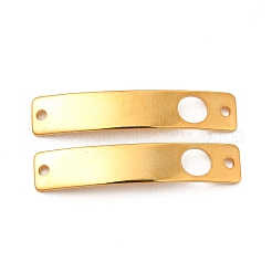 201ステンレススチールコネクタチャーム  24KGP本金メッキ  カーブ長方形のリンク  丸い模様  30x6x0.8mm  穴：1.4mm&nbsp;STAS-D244-32G-D