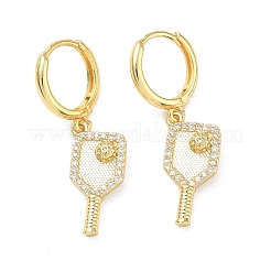 Brass Micro Pave Cubic Zirconia Dangle Hoop Earrings for Women&nbsp;EJEW-A168-04G