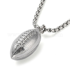 Non-Tarnish 304 Stainless Steel Rugby Pendant Necklaces&nbsp;NJEW-Z023-02P
