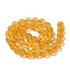 天然石シトリンビーズ連売り  ラウンド  染め＆加熱  10mm  穴：1mm  約38個/連  14.56インチ（37cm）&nbsp;G-E326-10mm-01