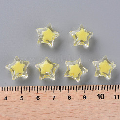 透明なアクリルビーズ  二層ビーズ  多面カット  スター  きいろ  14x15x8.5mm  穴：2mm&nbsp;X-TACR-S152-02A-SS2105