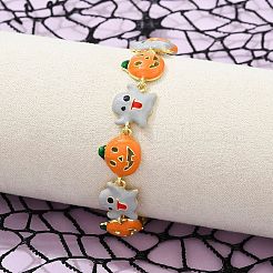 Halloween Brass Enamel Link Bracelets for Women&nbsp;BJEW-B149-01P
