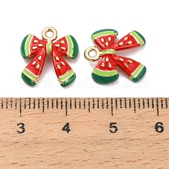 合金エナメルチャーム  ちょう結びのチャーム  ゴールドカラー  レッド  14x13x4mm  穴：1.2mm&nbsp;ENAM-A014-06G-02