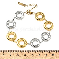 Two Tone 304 Stainless Steel Dual-Tone Orbit Chain Bracelets for Women&nbsp;BJEW-A169-14GP